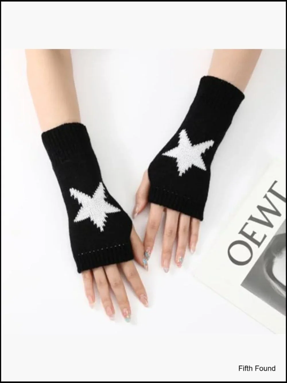 Y2K Star Pattern Fingerless Gloves Thumb Hole Arm Warmers